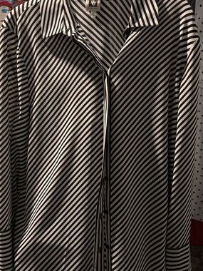 Anne Klein Black White Diagonal Stripe Dress Blouse Never Worn Open to Offers